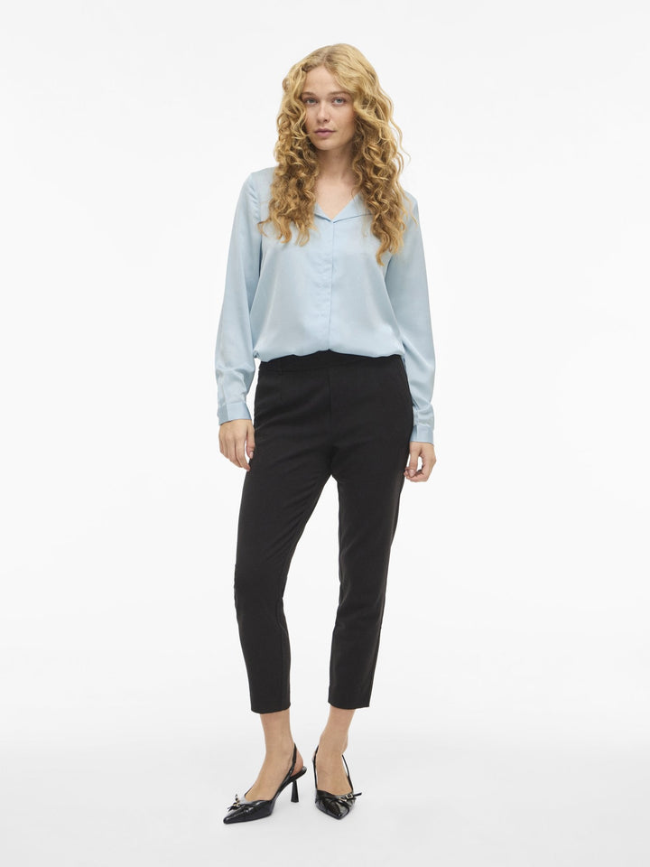 Damen Bluse | Elegante Bluse mit V-Ausschnitt, langen Ärmeln und glänzender Optik