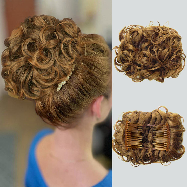 Göndör konty nagy hajrész | rendezetlen messy bun gumiszalaggal | azonnal több volumen másodpercek alatt | 2 darabos csomag