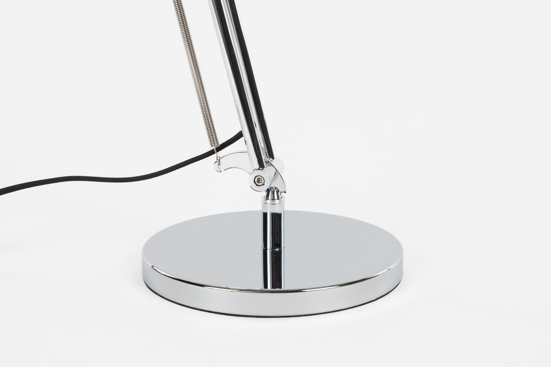 Schreibtischlampe | Verstellbare Chrom Tischleuchte aus Eisen mit E27-Fassung für Arbeitsplatz und Lesen