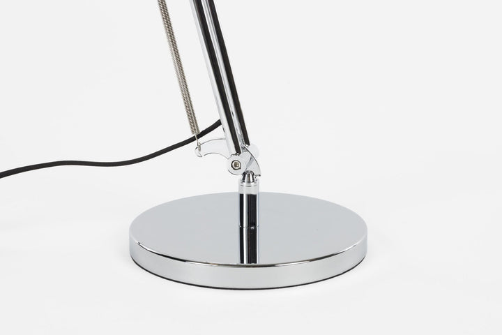 Schreibtischlampe | Verstellbare Chrom Tischleuchte aus Eisen mit E27-Fassung für Arbeitsplatz und Lesen