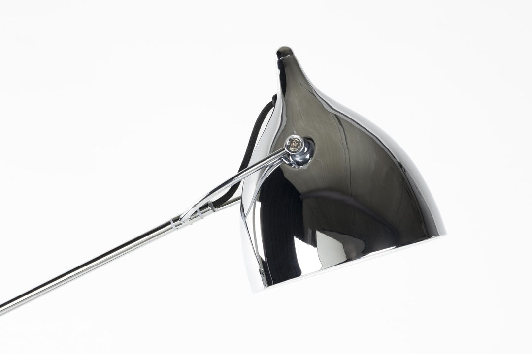 Schreibtischlampe | Verstellbare Chrom Tischleuchte aus Eisen mit E27-Fassung für Arbeitsplatz und Lesen