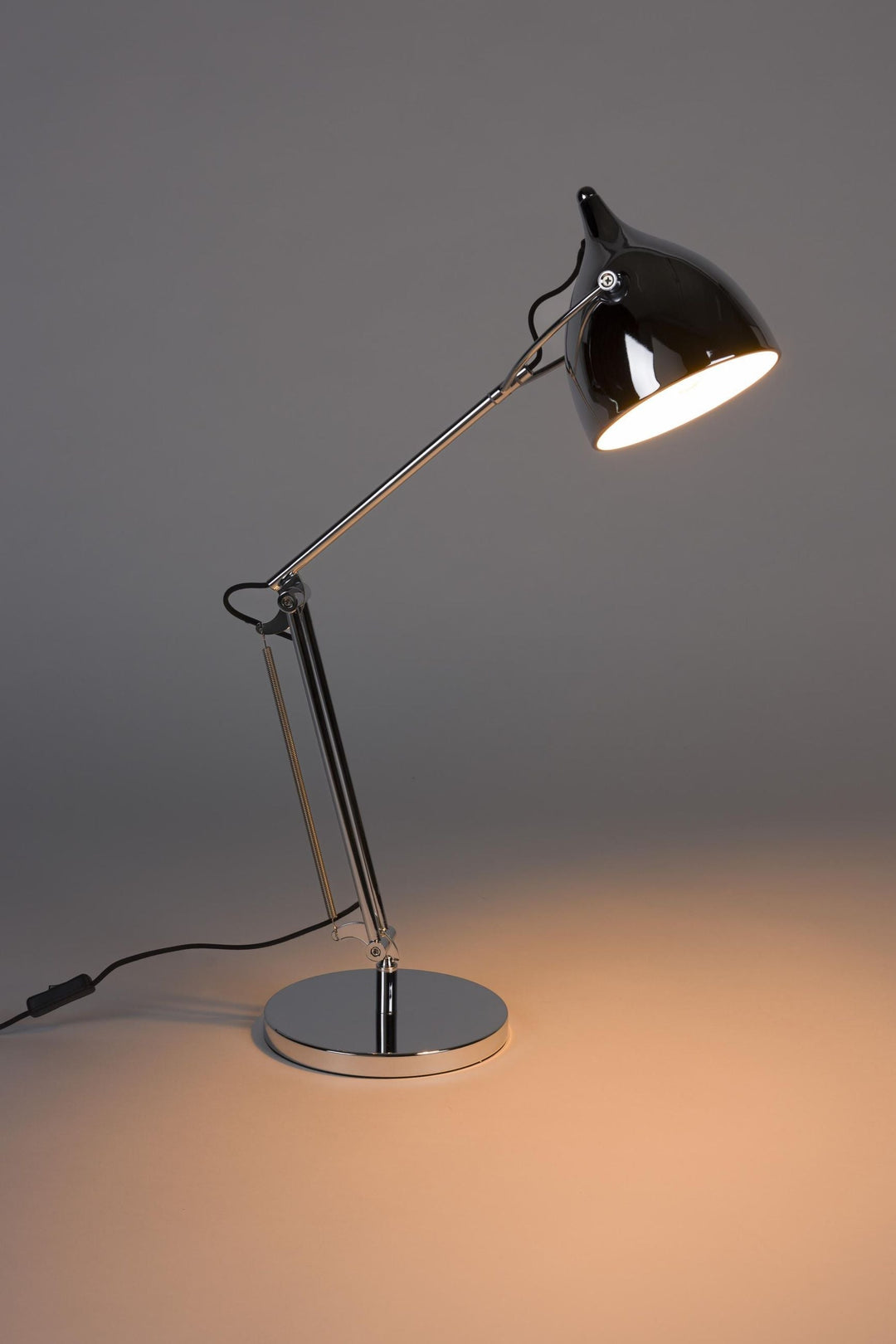 Schreibtischlampe | Verstellbare Chrom Tischleuchte aus Eisen mit E27-Fassung für Arbeitsplatz und Lesen