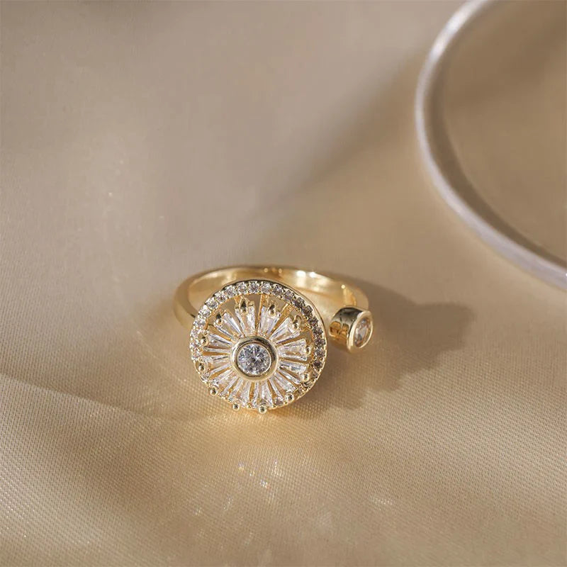 Stress-Reducing Zirconia Ring | Rotatable Relaxation Ring | Adjustable, Fashionable in Silver &amp; Gold
