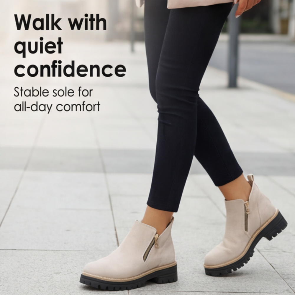 Damen Chelsea-Stiefeletten | Breite Zehenbox, seitlicher Reißverschluss und stabiler 4-cm-Blockabsatz
