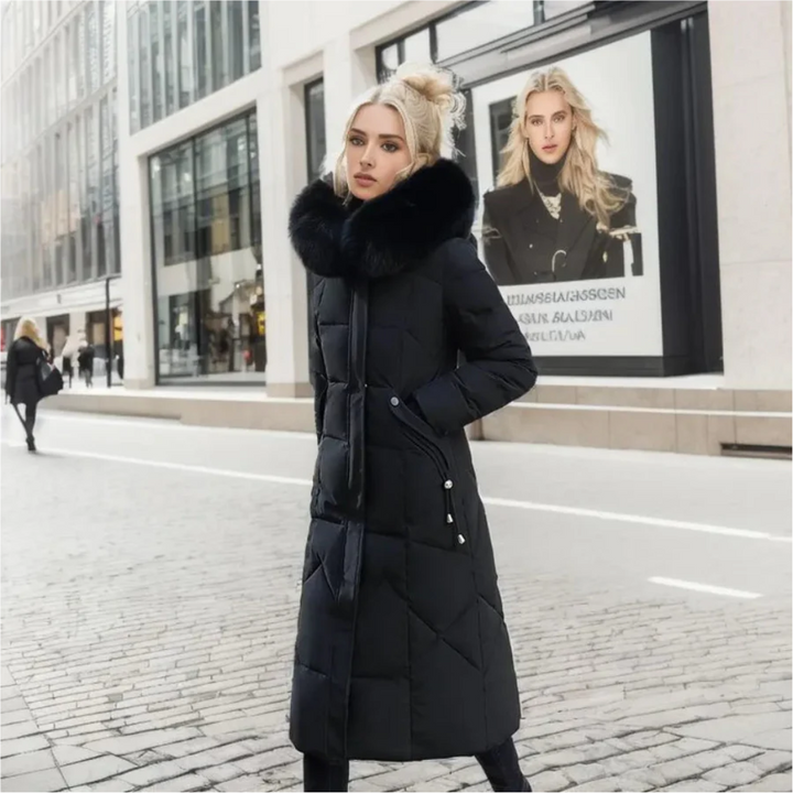 Damen Winterparka lang mit Kapuze | Warm gefütterte Parka Jacke mit verstellbarer Kapuze und großen Taschen für kalte Tage