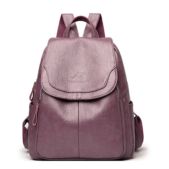 Leder Rucksack | Anti-Diebstahl mit versteckten Reißverschlüssen und 15-Zoll-Laptopfach