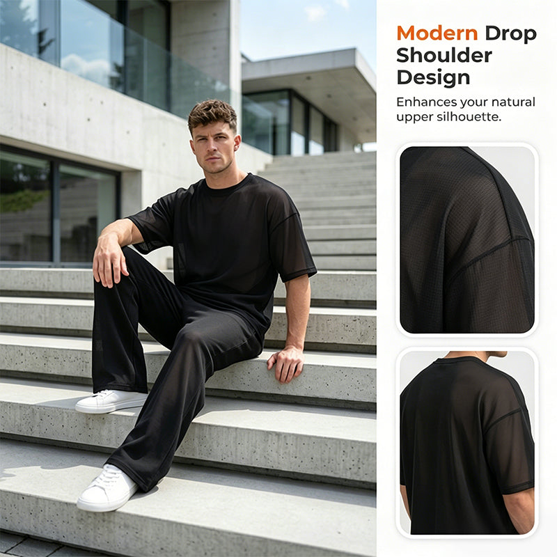 Damen Zweiteiler mit Oversize-Shirt | Freizeit-Set mit weiter Hose | Bequemes Lounge-Set für Alltag, Reisen &amp; Freizeit