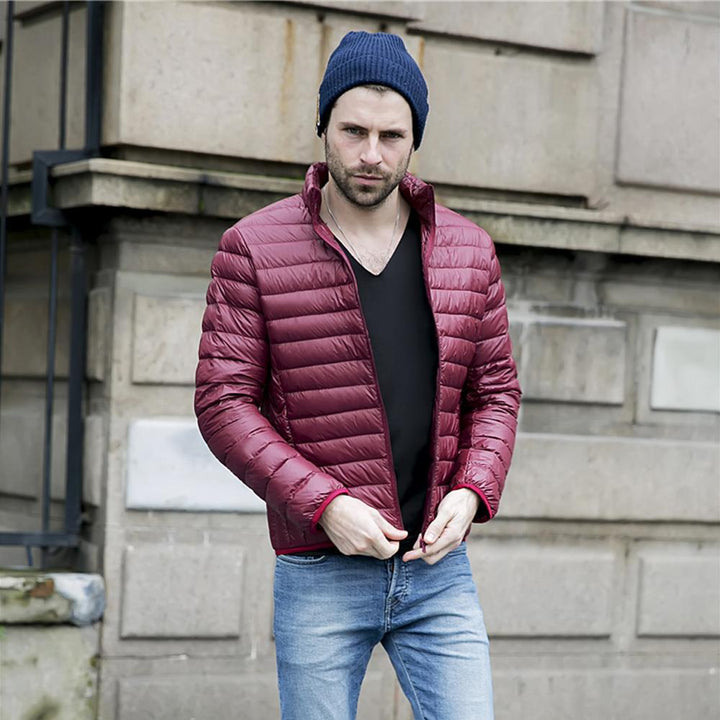 Herren Daunenjacke | Winter Steppjacke mit Stehkragen und leichter Wattierung
