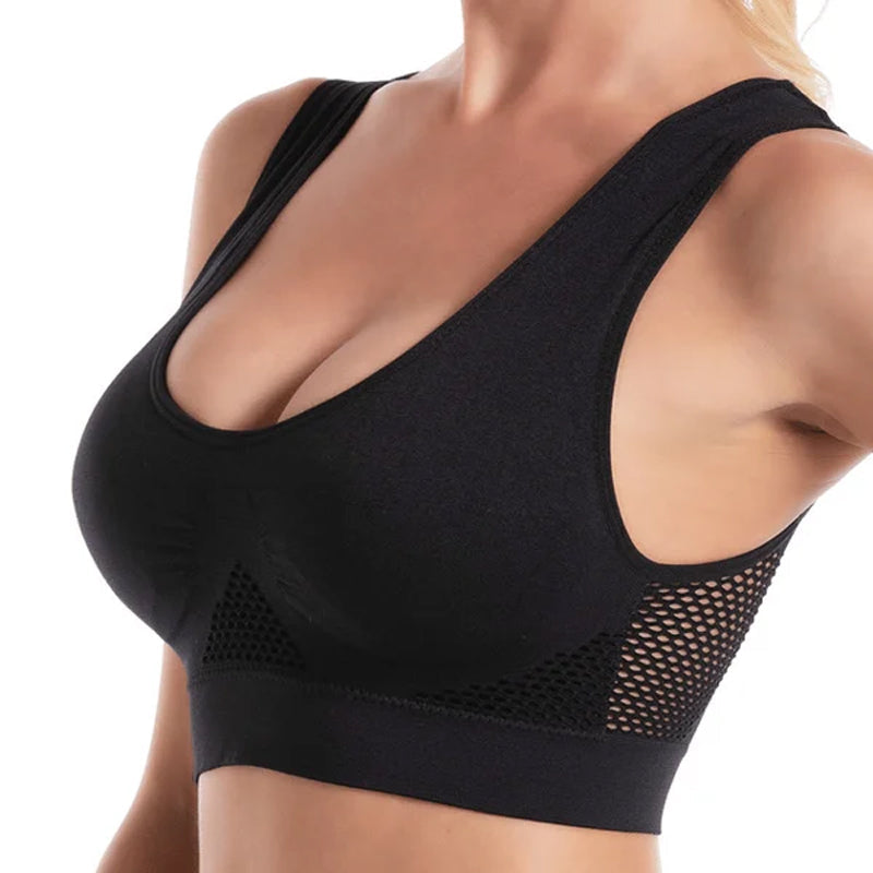 Soutien-gorge de sport sans armatures avec mesh respirant | sans coutures &amp; invisible sous les vêtements | maintien fort &amp; confort | lot de 2