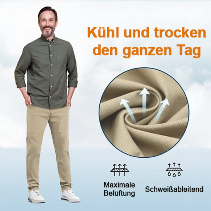 Herren Cargo-Hose mit 6 Taschen | Hochelastisch, wasserabweisend &amp; schnelltrocknend | Knitterarm, formstabil | S–4XL