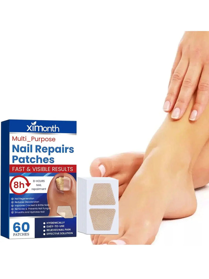 Nagelpflege-Pflaster 60 Stück | Für Verfärbte &amp; Brüchige Zehennägel | 8-Stunden-Pflegewirkung | Einfache Anwendung Zuhause