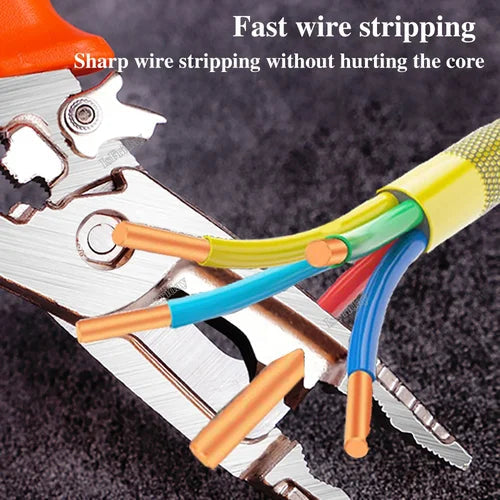 10-in-1 wire stripper | Heat-treated alloy steel | For copper &amp; aluminum, fast cutting, ergonomic PVC handles