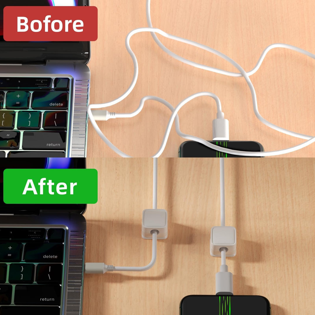 Magnetische Kabelhalter 4er-Set | Für Ladekabel, HDMI- und Stromkabel | Ordnung für Schreibtisch &amp; Wand