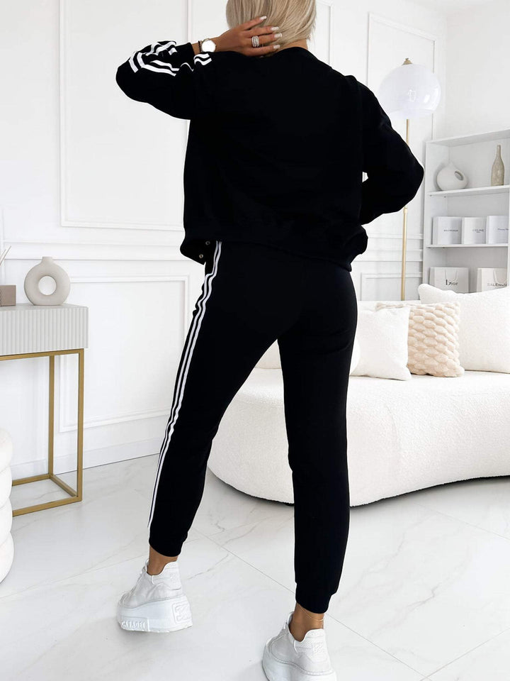 Damen 3-teiliges Set mit Baseballjacke, Racerback Top &amp; Jogginghose | Wärmend &amp; atmungsaktiv | Seitenstreifen Look | S–5XL