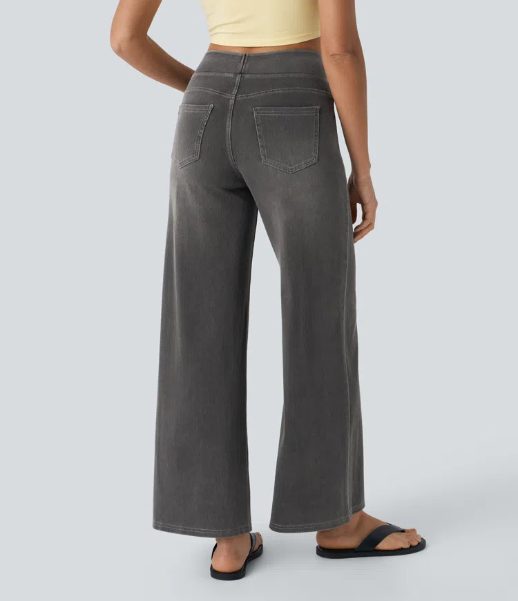 Damen Jeans High Waist Wide Leg | Vier-Wege-Stretch &amp; ohne Reißverschluss | Bequem, formend &amp; mit Taschen, XS–5XL