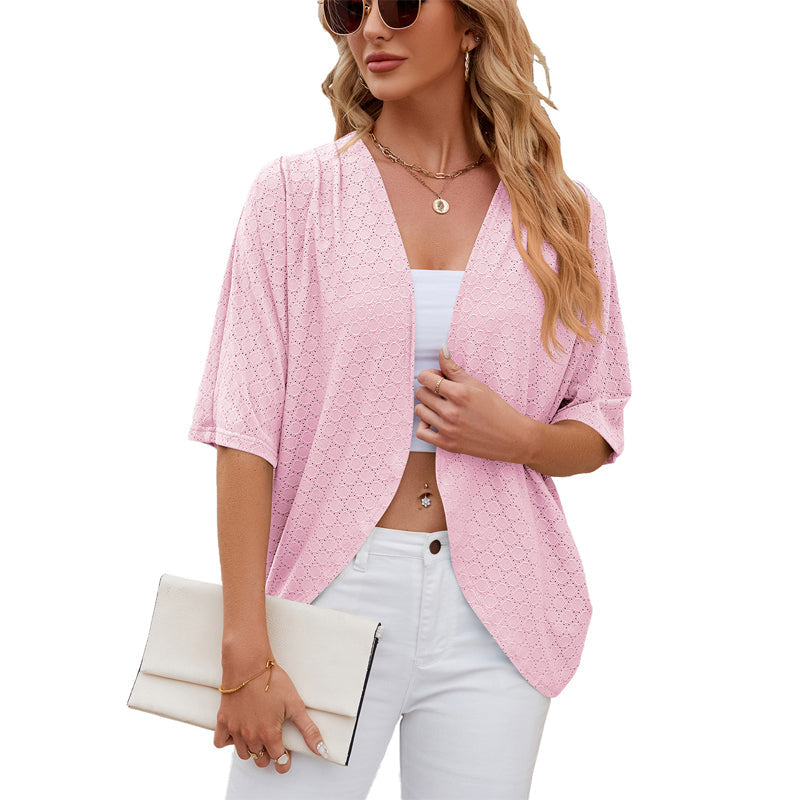Damen Cardigan mit 3/4-Ärmeln | Leichter offener Strick-Cardigan | Weiche Übergangsjacke für Frühling, Sommer &amp; Herbst