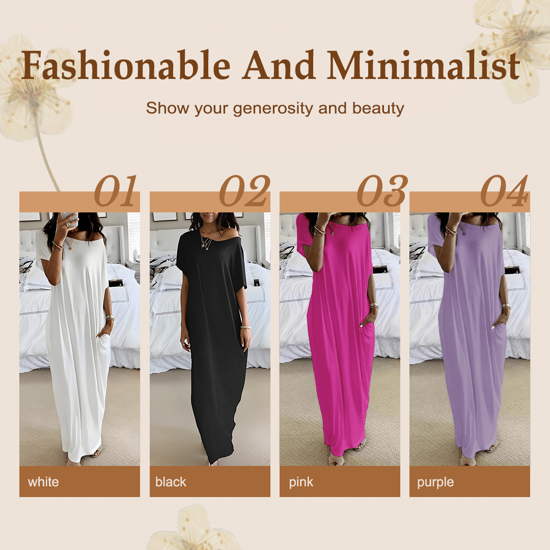 Sommerleichtes V-Ausschnitt Kleid für Damen | Luftiges Freizeitkleid mit Taschen | Atmungsaktives, knitterfreies Sommerkleid