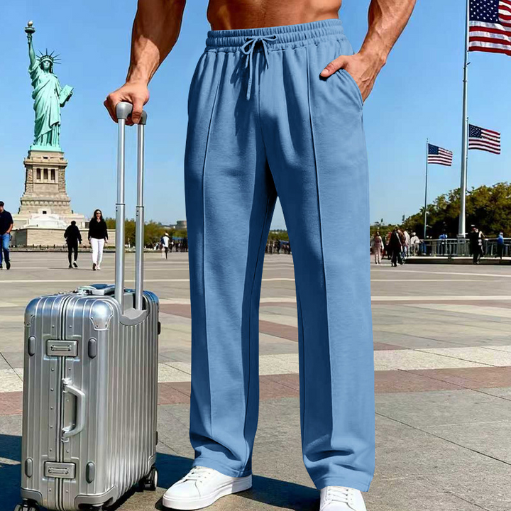 Herren Stretch-Hose mit geradem Bein | Atmungsaktive Freizeithose mit Relax-Fit, Kordelzug und Seitentaschen