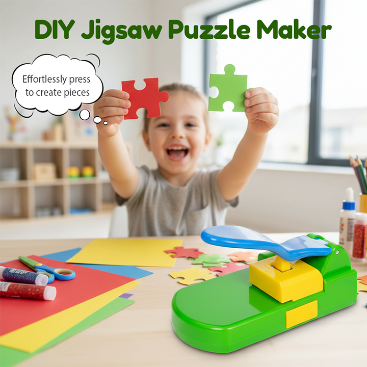 DIY tvorca puzzle s úložným zásuvkom | Reže fotografie/kresby na puzzle dieliky pomocou páky | Presná čepeľ | 20,6x10,6x12,4 cm