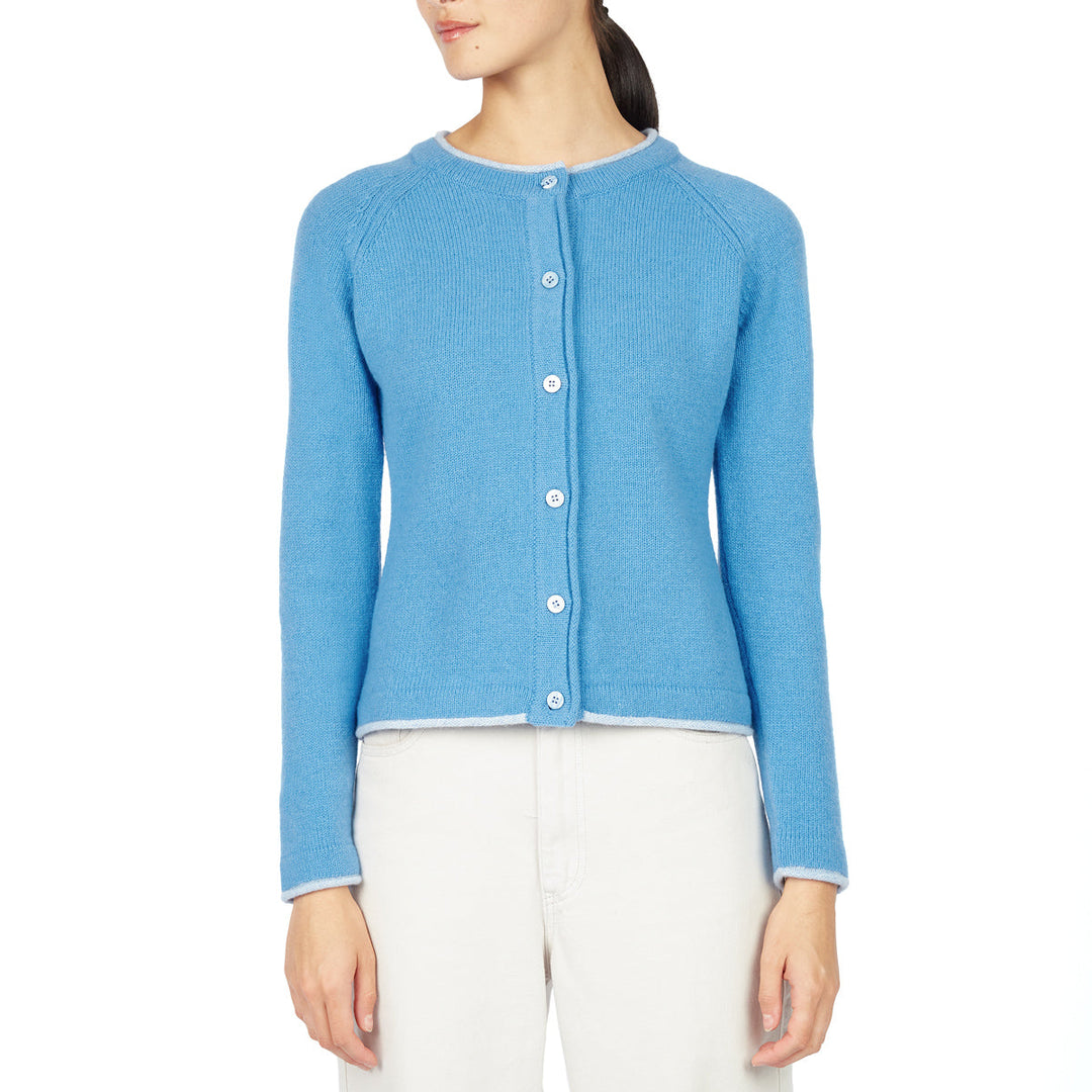 Damen Strickjacke | Kurze Cardigan-Jacke mit Raglanärmeln und geradem Schnitt