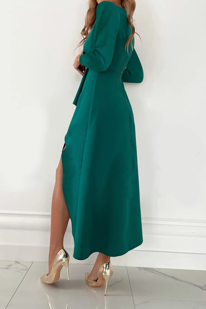 Elegante abito da donna con scollo a V e taglio asimmetrico | Vestibilità lusinghiera, versatile e comodo | Perfetto per ufficio, cene e tempo libero