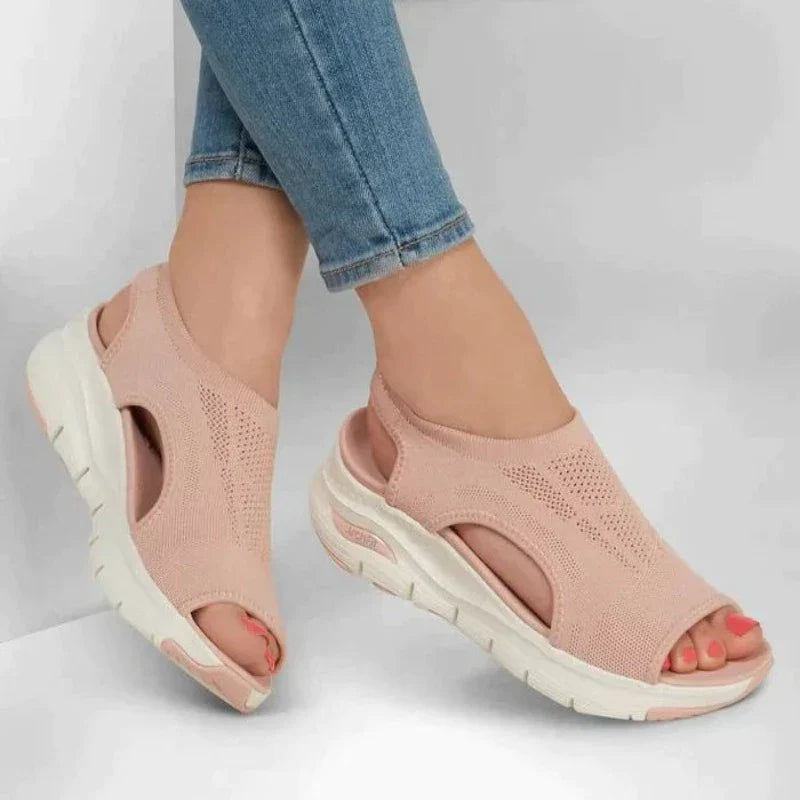 Orthopädische Damen Sandalen mit Memory-Foam | 3 cm Absatz, rutschfest | Weiches Fußbett, bequem für Alltag &amp; Urlaub