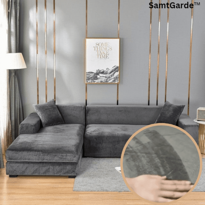 Elastischer Sofabezug aus Samt | Rundum-Schutz für Sofa &amp; Rahmen | Universal-Passform, weiches Samtgefühl, stilvolles Upgrade