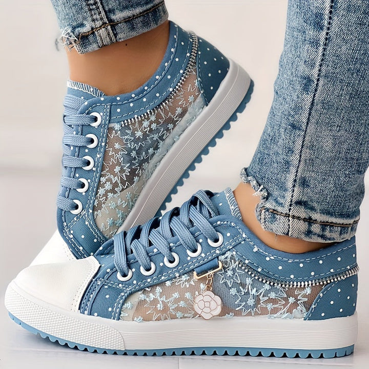 Damen Sneaker ultraleicht &amp; atmungsaktiv | Mesh-Obermaterial, flexible Sohle | Bequemer Alltags-Schuh mit Schnürung (Gr. 36–43)