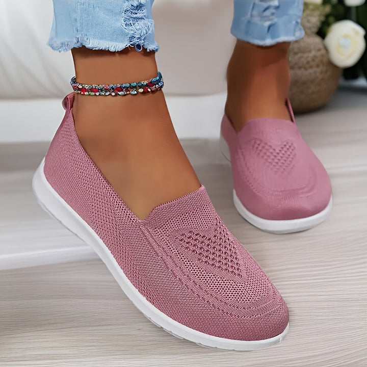 Damen Slip-On Schuhe ultraleicht &amp; atmungsaktiv | Orthopädisches Fußbett &amp; rutschfeste Sohle | Knit-Komfort für Alltag
