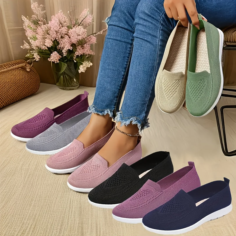 Damen Slip-On Schuhe ultraleicht &amp; atmungsaktiv | Orthopädisches Fußbett &amp; rutschfeste Sohle | Knit-Komfort für Alltag