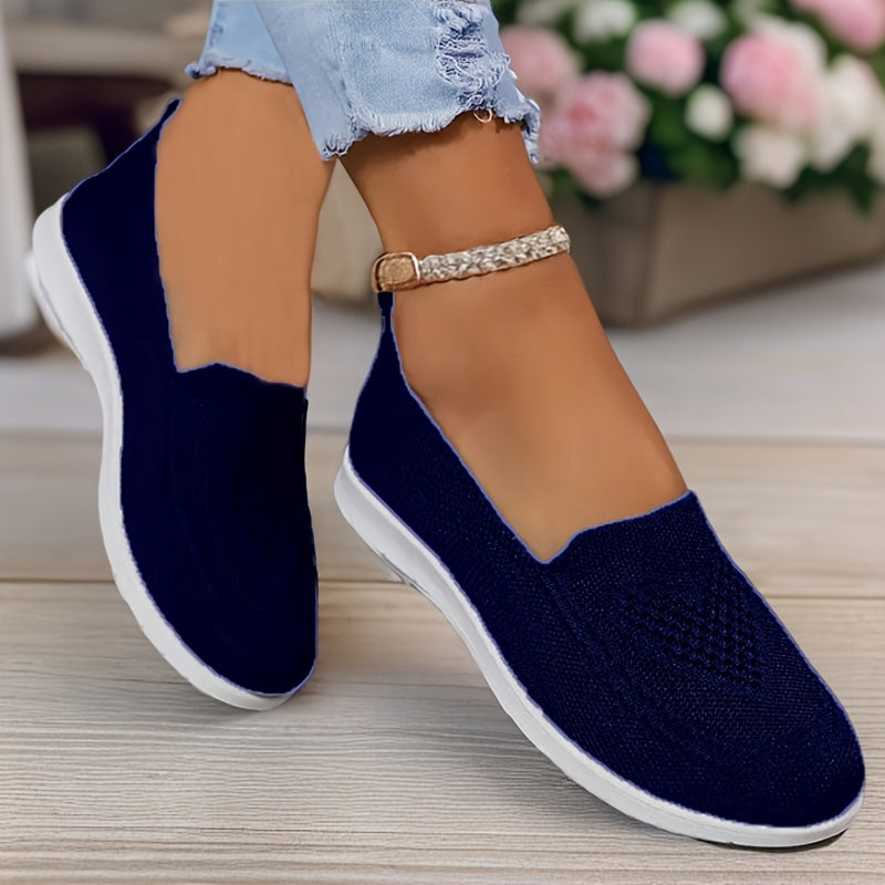 Damen Slip-On Schuhe ultraleicht &amp; atmungsaktiv | Orthopädisches Fußbett &amp; rutschfeste Sohle | Knit-Komfort für Alltag