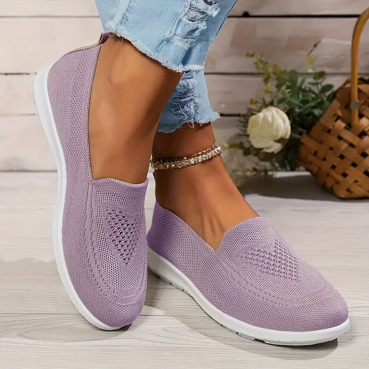 Damen Slip-On Schuhe ultraleicht &amp; atmungsaktiv | Orthopädisches Fußbett &amp; rutschfeste Sohle | Knit-Komfort für Alltag