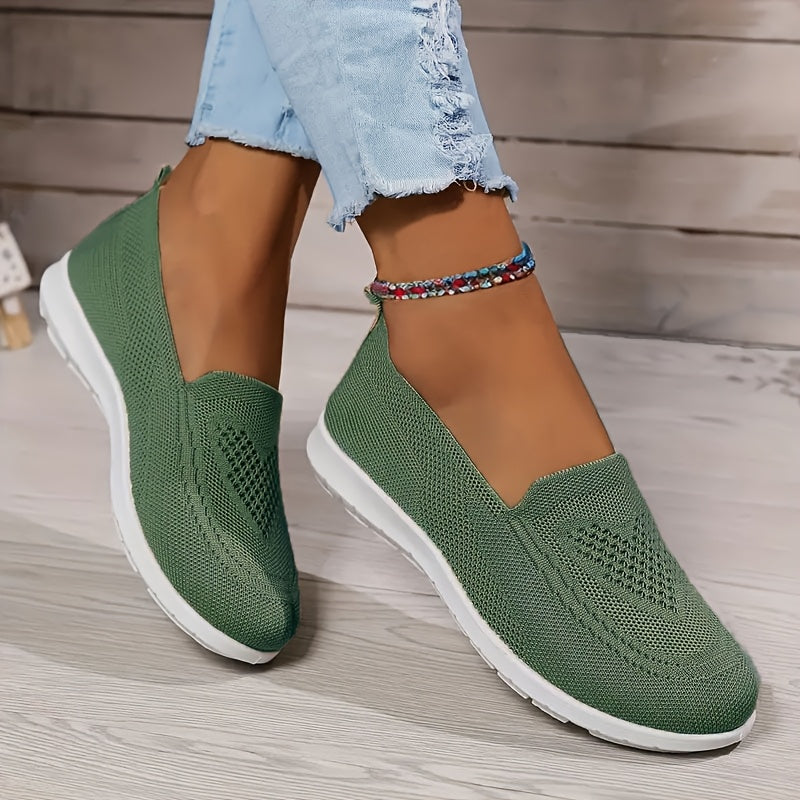 Damen Slip-On Schuhe ultraleicht &amp; atmungsaktiv | Orthopädisches Fußbett &amp; rutschfeste Sohle | Knit-Komfort für Alltag