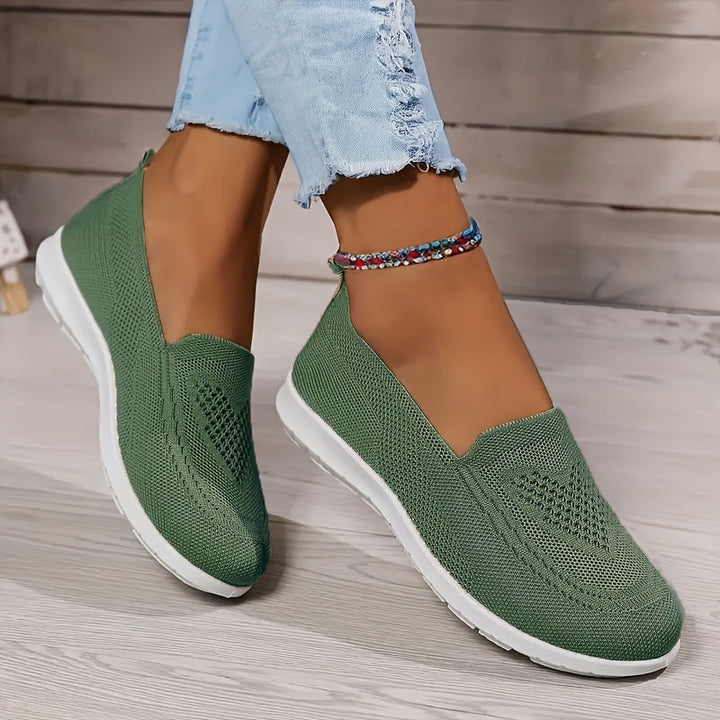 Damen Slip-On Schuhe ultraleicht &amp; atmungsaktiv | Orthopädisches Fußbett &amp; rutschfeste Sohle | Knit-Komfort für Alltag