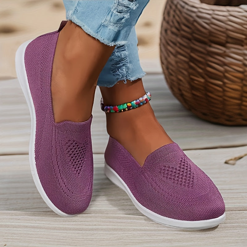 Damen Slip-On Schuhe ultraleicht &amp; atmungsaktiv | Orthopädisches Fußbett &amp; rutschfeste Sohle | Knit-Komfort für Alltag