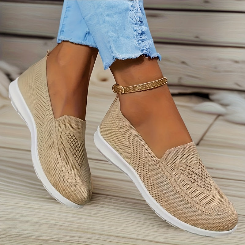 Damen Slip-On Schuhe ultraleicht &amp; atmungsaktiv | Orthopädisches Fußbett &amp; rutschfeste Sohle | Knit-Komfort für Alltag