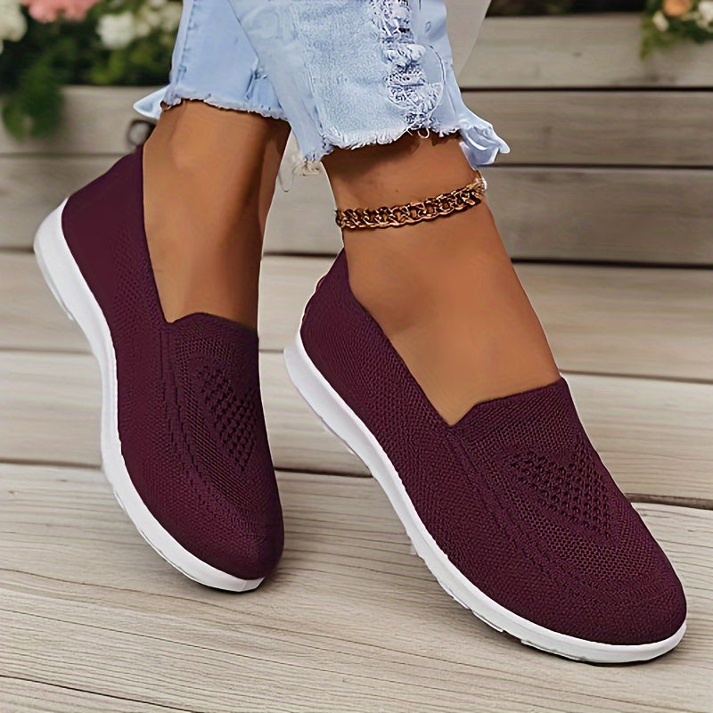 Damen Slip-On Schuhe ultraleicht &amp; atmungsaktiv | Orthopädisches Fußbett &amp; rutschfeste Sohle | Knit-Komfort für Alltag