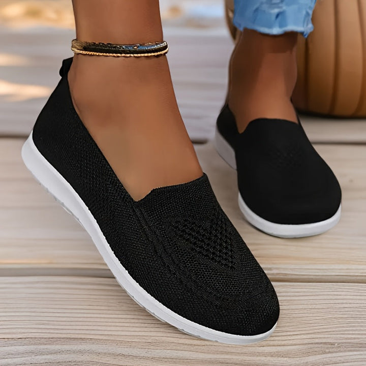 Damen Slip-On Schuhe ultraleicht &amp; atmungsaktiv | Orthopädisches Fußbett &amp; rutschfeste Sohle | Knit-Komfort für Alltag