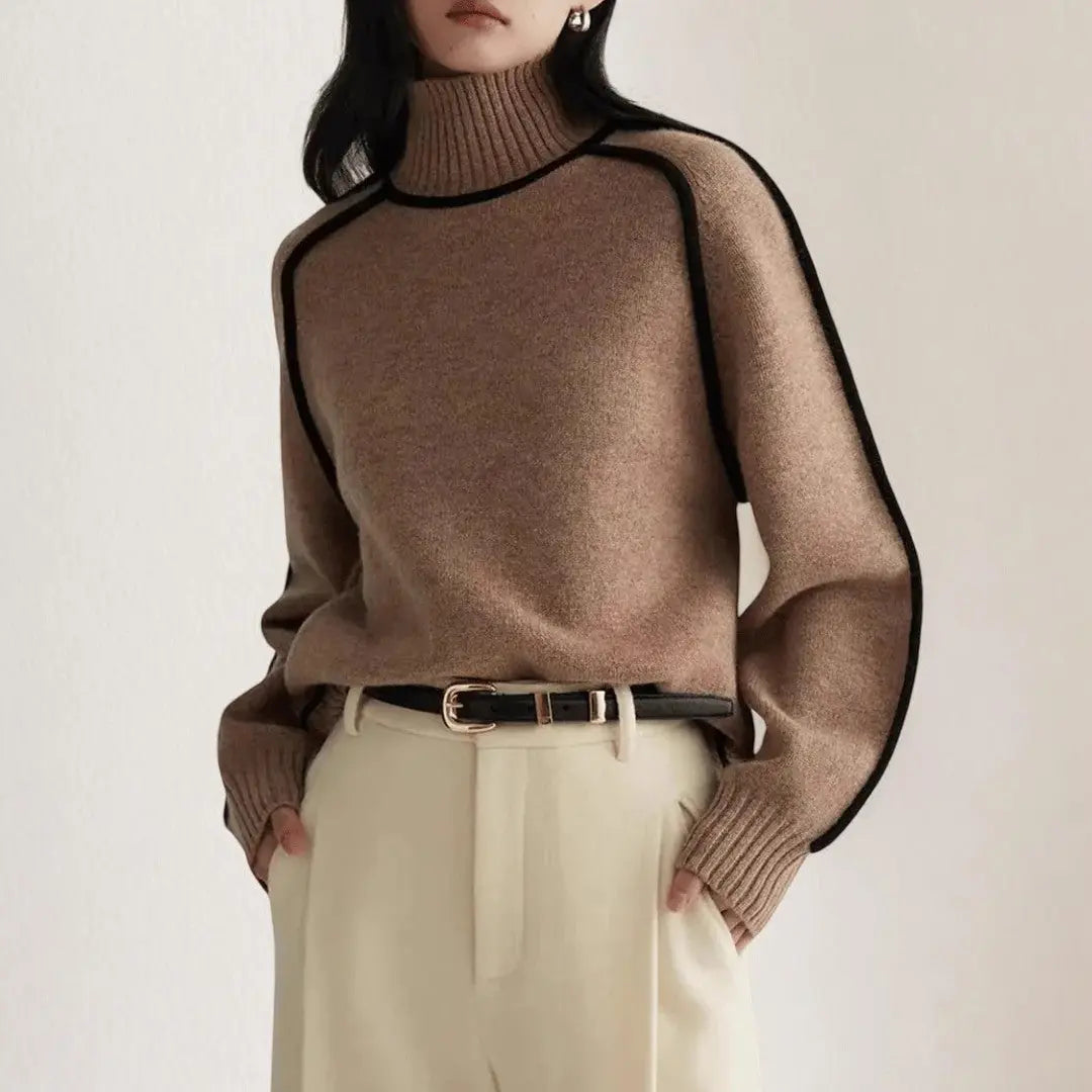 Damen Rollkragenpullover aus weichem Strick | Warmer Strickpullover mit figurbetonter Passform | Herbst &amp; Winter