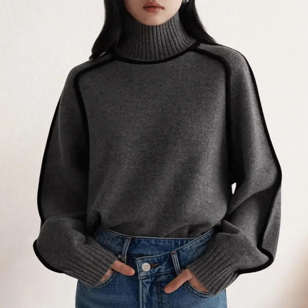 Damen Rollkragenpullover aus weichem Strick | Warmer Strickpullover mit figurbetonter Passform | Herbst &amp; Winter