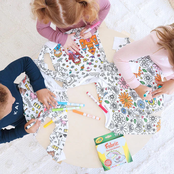Children’s coloring pajama | Includes washable markers | Soft, breathable cotton | Reusable for ages 3–10