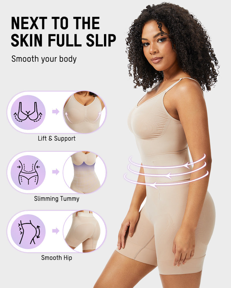 Body gainant correcteur avec modelage 6 zones + panneau toilette Easy-Off | Sans coutures sous les robes | Nude/Noir | XS-3XL