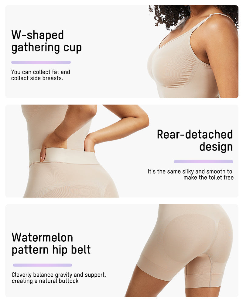 Body gainant correcteur avec modelage 6 zones + panneau toilette Easy-Off | Sans coutures sous les robes | Nude/Noir | XS-3XL