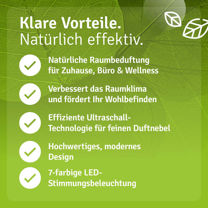 Aromadiffusor | Kompakter USB-Diffuser mit LED für ätherische Öle