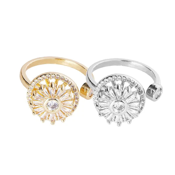 Stress-Reducing Zirconia Ring | Rotatable Relaxation Ring | Adjustable, Fashionable in Silver &amp; Gold