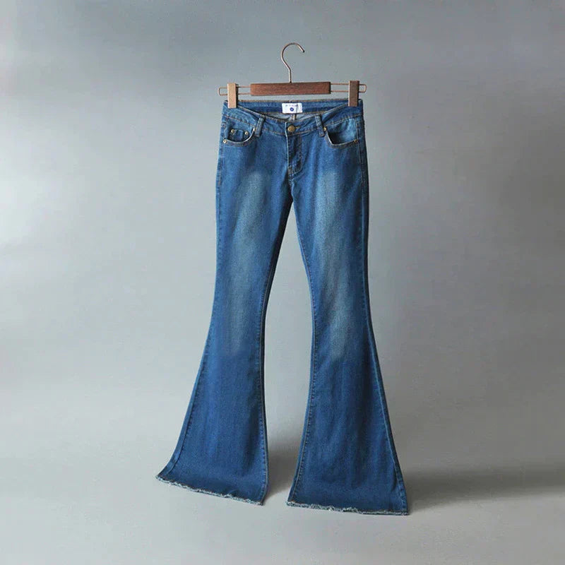 Damen Flare-Jeans aus Stretch-Denim | Mid-Rise Schlagjeans mit Five-Pocket-Design | Bequeme Jeans für Alltag &amp; Freizeit