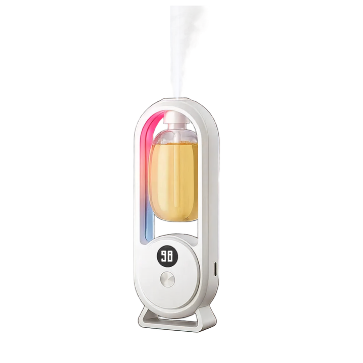 Automatischer Raumduftspender | Kabelloser Aroma-Diffuser mit 5 Sprühstufen, Stimmungslicht und USB-Ladung