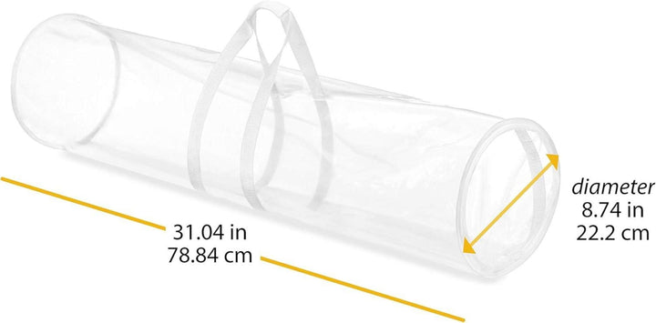 Geschenkpapier Organizer | Transparente Aufbewahrungstasche für bis zu 25 Geschenkpapierrollen mit Reißverschluss und Tragegriffen