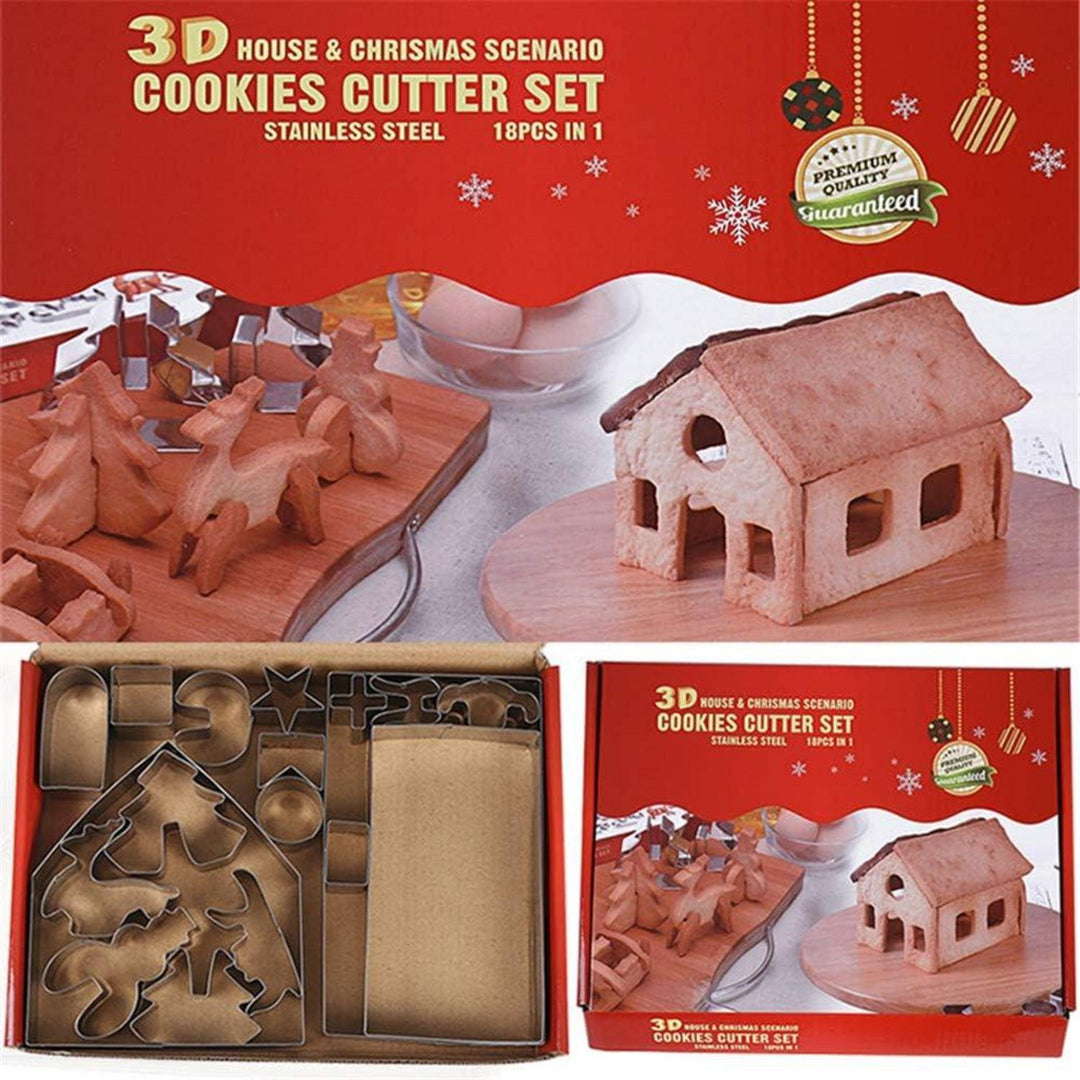 Weihnachts-Ausstechformen 18-teilig aus Edelstahl | Plätzchenausstecher für Kekse, Lebkuchenhaus und Fondant, spülmaschinenfest