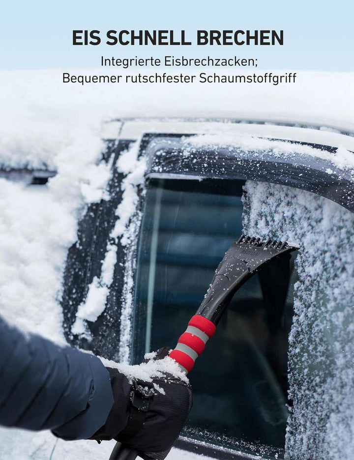 Eiskratzer Auto mit Schneebesen 68 cm | Abnehmbare Schneebürste mit lackschonenden Borsten und rutschfestem Griff für den Winter